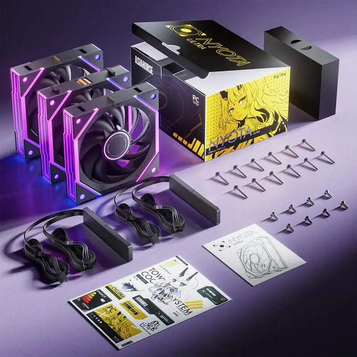 Asiahorse NYOTA Ultra Black A-RGB 120mm PWM Triple Pack