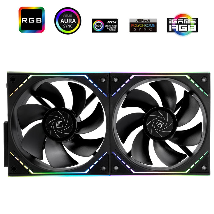 Thermalright TL-M12QR X2 Black A-RGB Reverse 120mm PWM Dual Pack