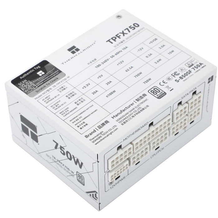 750W Thermalright TPFX-750W White ATX 3.0 Platinum Modular SFX PSU