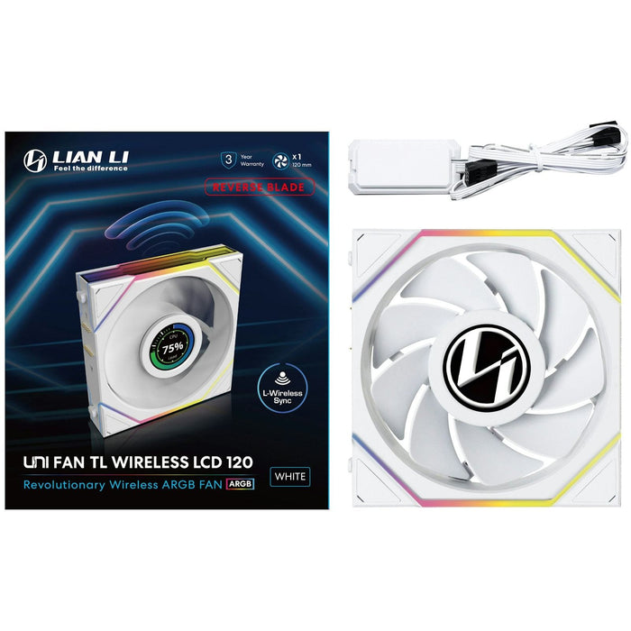 Lian-Li UNI FAN TL120 LCD Wireless Reverse ARGB White 120mm Fan