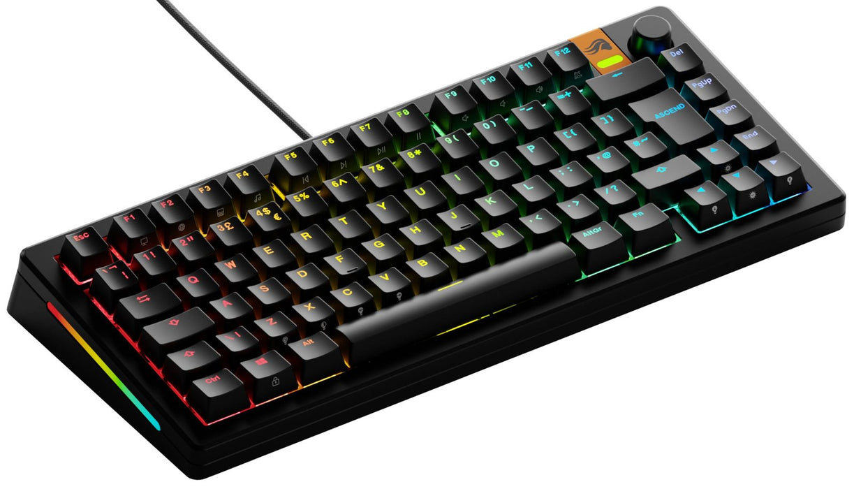 Glorious GMMK 3 HE 75% Prebuilt Wired Gaming Keyboard Fox HE Switches Black - UK Layout
