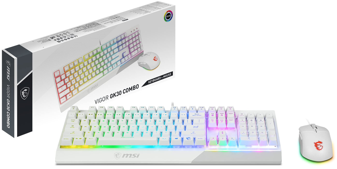 MSI VIGOR GK30 COMBO White Gaming Keyboard + Mouse Bundle