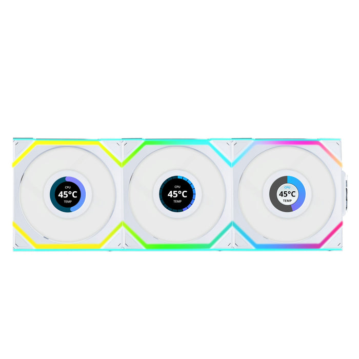 Lian-Li UNI SL120 Wireless LCD A-RGB White Reverse 120mm Triple Pack