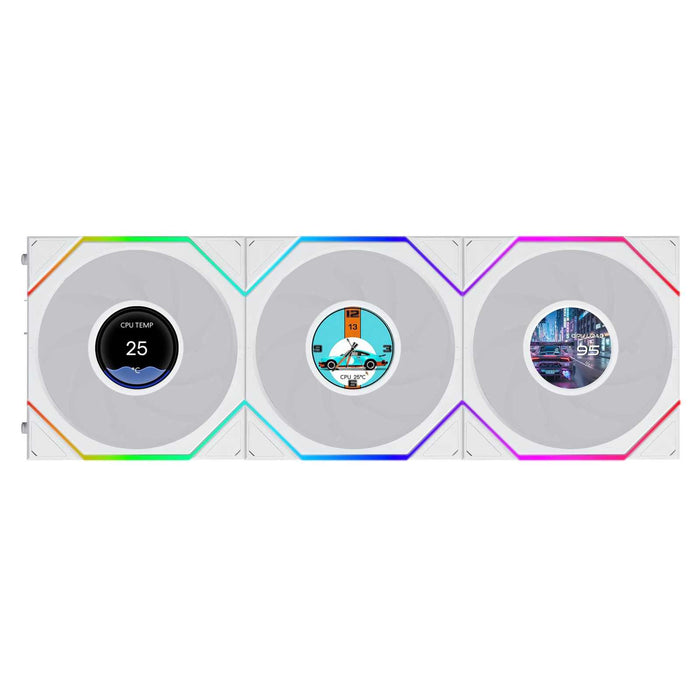 Lian Li UNI FAN TL LCD FLEX Reverse 120mm Triple Fan Pack - White