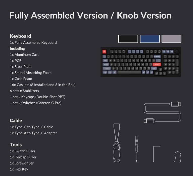 Keychron Q5 Knob Carbon Black RGB 96% ISO UK Gateron G Pro Brown