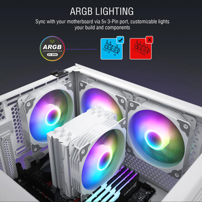 Vetroo V5 White ARGB CPU Tower Cooler