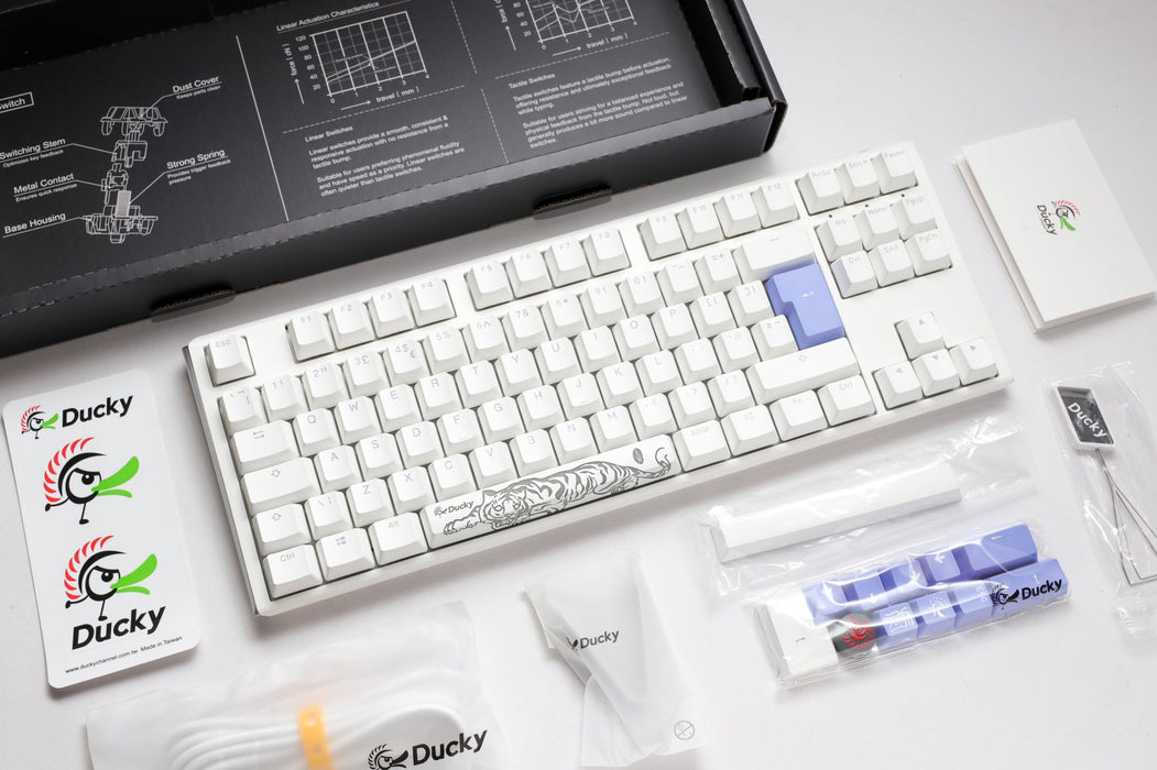 Ducky One 3 TKL Pure White UK ISO RGB Cherry MX Blue