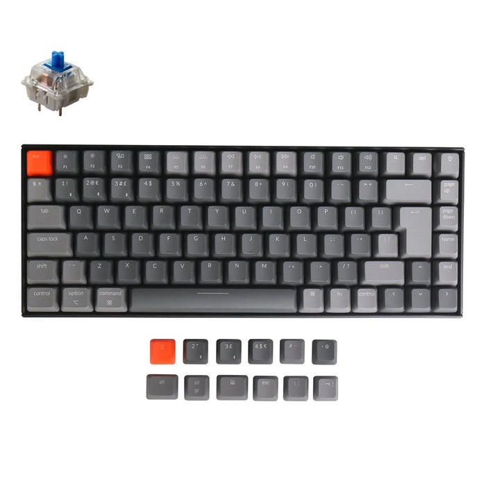 Keychron K2v2 White LED 75% ISO UK Clicky Gateron Blue