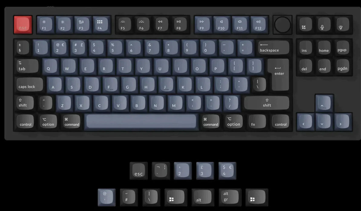 Keychron Q3 Knob QMK Carbon Black RGB TKL ISO UK Gateron Red